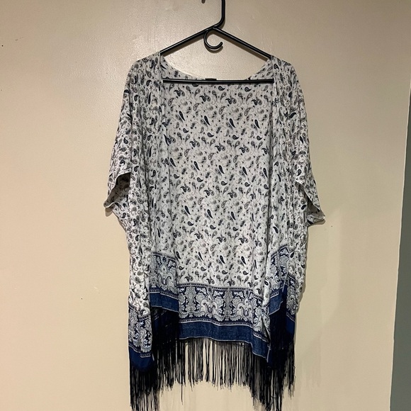 Lulla Collection By Bindya Paisley Fringe Kimono OS Boho Hippie Chic - Picture 1 of 5